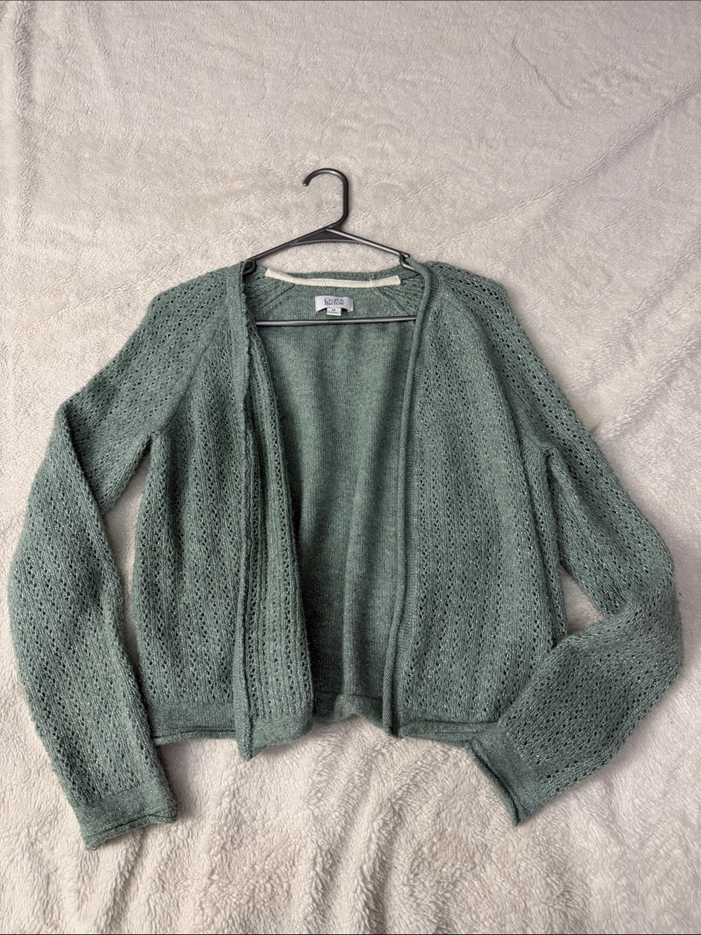 croft & barrow Moss Green Open-Front Knit Cardigan